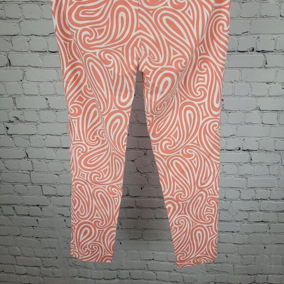 Michael Kors Orange White Swirl Print Stretch Low Rise Chino Pants 2 (28x28) - Picture 9 of 14
